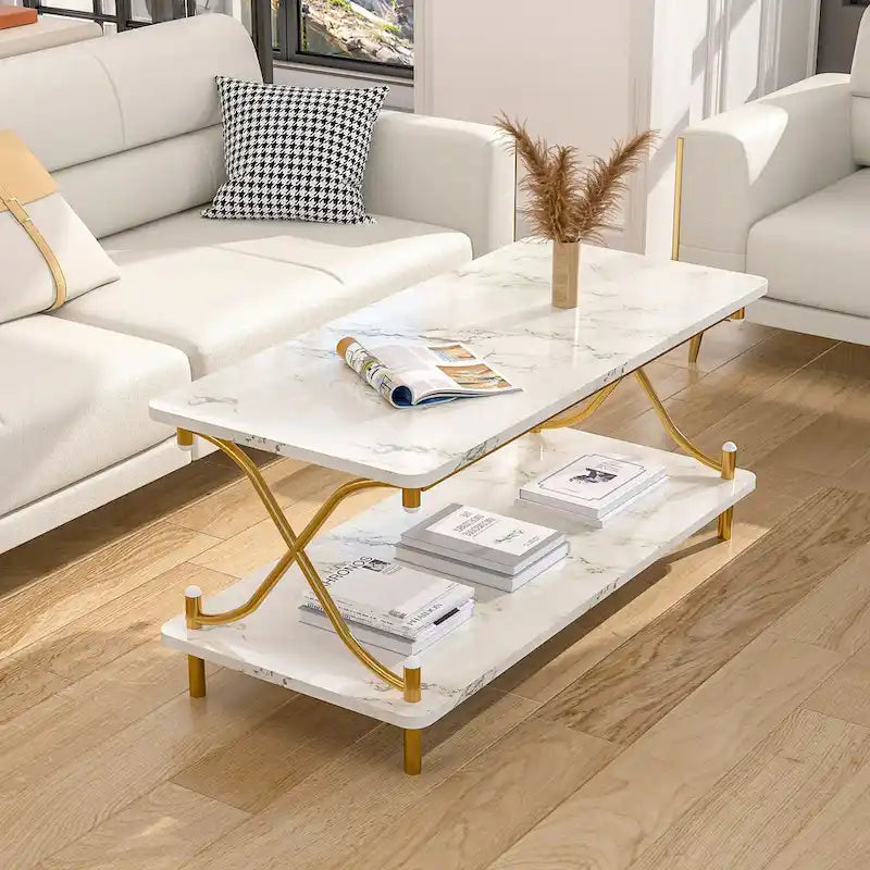 Tavolino da salotto da 99 cm con ripiani aperti e contenitore, design moderno e industriale, per soggiorno e sala da pranzo
