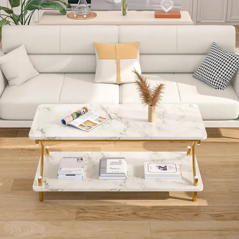 Tavolino da salotto da 99 cm con ripiani aperti e contenitore, design moderno e industriale, per soggiorno e sala da pranzo