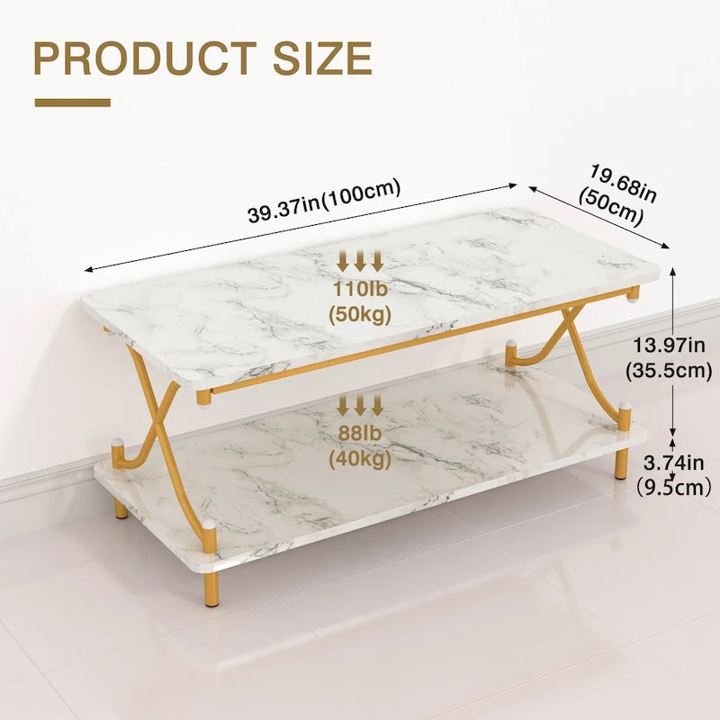 Tavolino da salotto da 99 cm con ripiani aperti e contenitore, design moderno e industriale, per soggiorno e sala da pranzo
