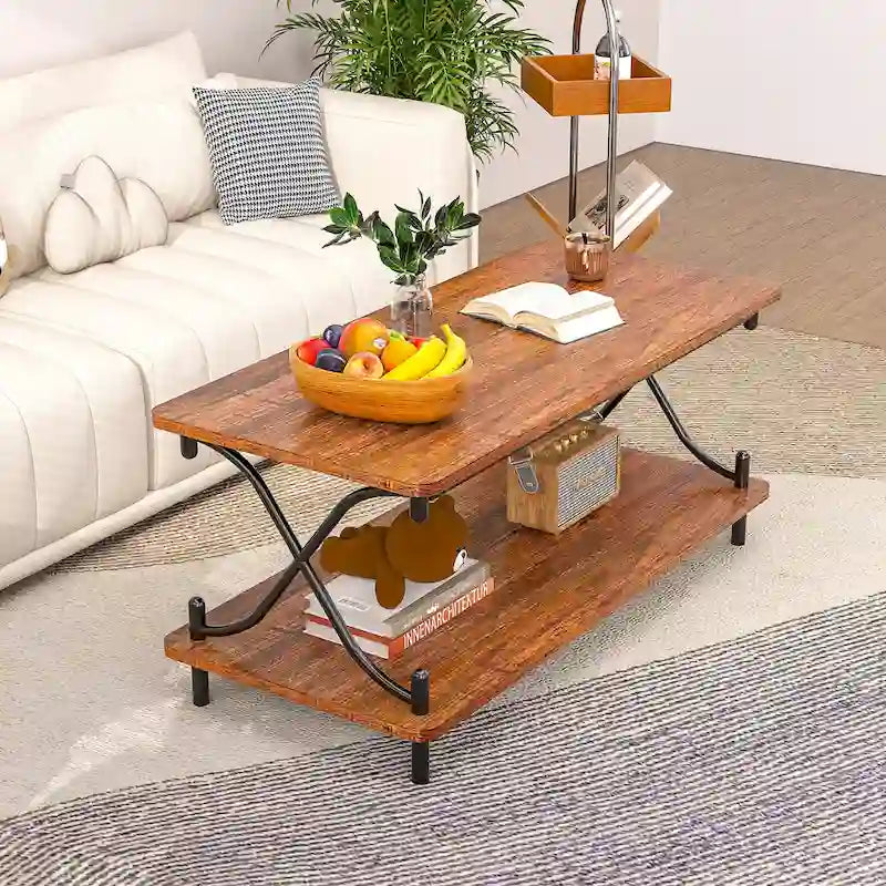 Tavolino da salotto da 99 cm con ripiani aperti e contenitore, design moderno e industriale, per soggiorno e sala da pranzo