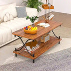 Tavolino da salotto da 99 cm con ripiani aperti e contenitore, design moderno e industriale, per soggiorno e sala da pranzo