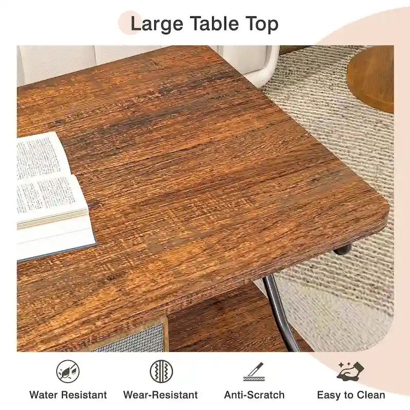 Tavolino da salotto da 99 cm con ripiani aperti e contenitore, design moderno e industriale, per soggiorno e sala da pranzo
