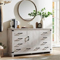 Farmhouse 8 Drawer Dresser, Wood Long Chest of Drawers, Closet Dresser