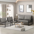 Divano da salotto in pelle PU a 3 pezzi in stile Mid-Century con 2 poltrone e 1 divanetto