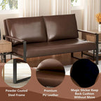 Divano da salotto in pelle PU a 3 pezzi in stile Mid-Century con 2 poltrone e 1 divanetto