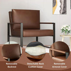 Divano da salotto in pelle PU a 3 pezzi in stile Mid-Century con 2 poltrone e 1 divanetto