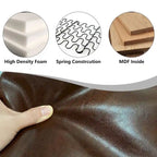 Divano da salotto in pelle PU a 3 pezzi in stile Mid-Century con 2 poltrone e 1 divanetto