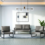 Divano da salotto in pelle PU a 3 pezzi in stile Mid-Century con 2 poltrone e 1 divanetto