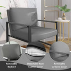 Divano da salotto in pelle PU a 3 pezzi in stile Mid-Century con 2 poltrone e 1 divanetto