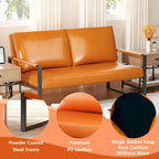 Divano da salotto in pelle PU a 3 pezzi in stile Mid-Century con 2 poltrone e 1 divanetto