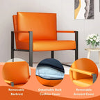 Divano da salotto in pelle PU a 3 pezzi in stile Mid-Century con 2 poltrone e 1 divanetto
