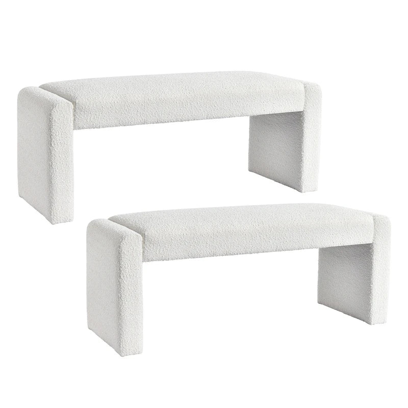 Panca da pranzo imbottita in bouclé, 122 cm di lunghezza