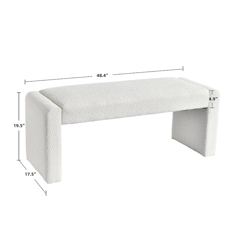 Panca da pranzo imbottita in bouclé, 122 cm di lunghezza
