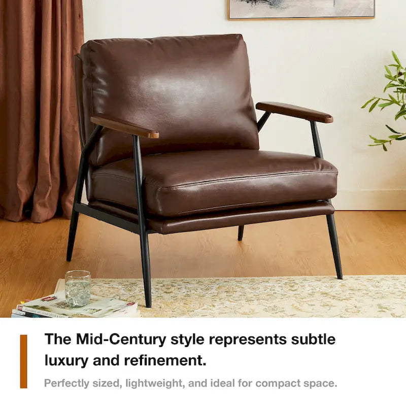 Poltrona moderna Mid-century 28W in morbida pelle PU - 28 L x 31 P x 30,75 A