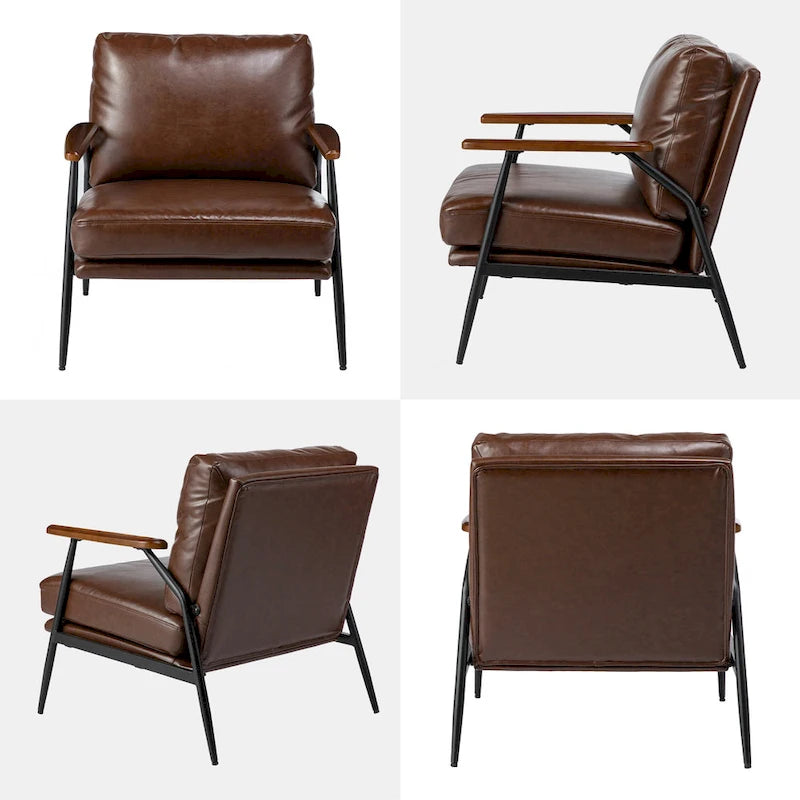 Poltrona moderna Mid-century 28W in morbida pelle PU - 28 L x 31 P x 30,75 A