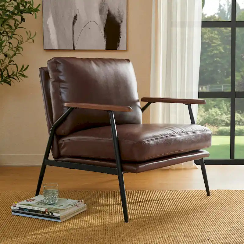 Poltrona moderna Mid-century 28W in morbida pelle PU - 28 L x 31 P x 30,75 A