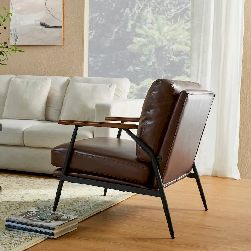 Poltrona moderna Mid-century 28W in morbida pelle PU - 28 L x 31 P x 30,75 A