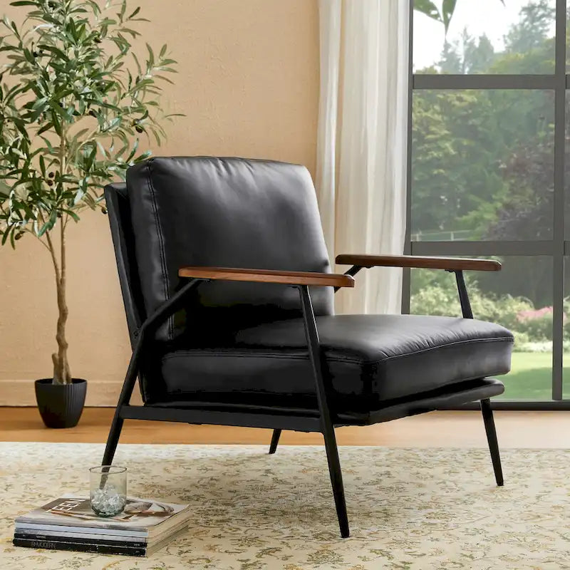 Poltrona moderna Mid-century 28W in morbida pelle PU - 28 L x 31 P x 30,75 A