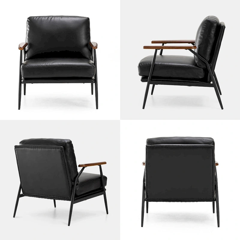 Poltrona moderna Mid-century 28W in morbida pelle PU - 28 L x 31 P x 30,75 A