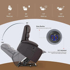 Poltrona reclinabile oversize elettrica con massaggio e riscaldamento in pelle PU, con tasche, portabicchieri e porta USB
