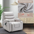 Poltrona reclinabile oversize elettrica con massaggio e riscaldamento in pelle PU, con tasche, portabicchieri e porta USB