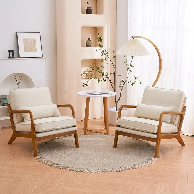 Sedia imbottita in misto lino, 2 pezzi