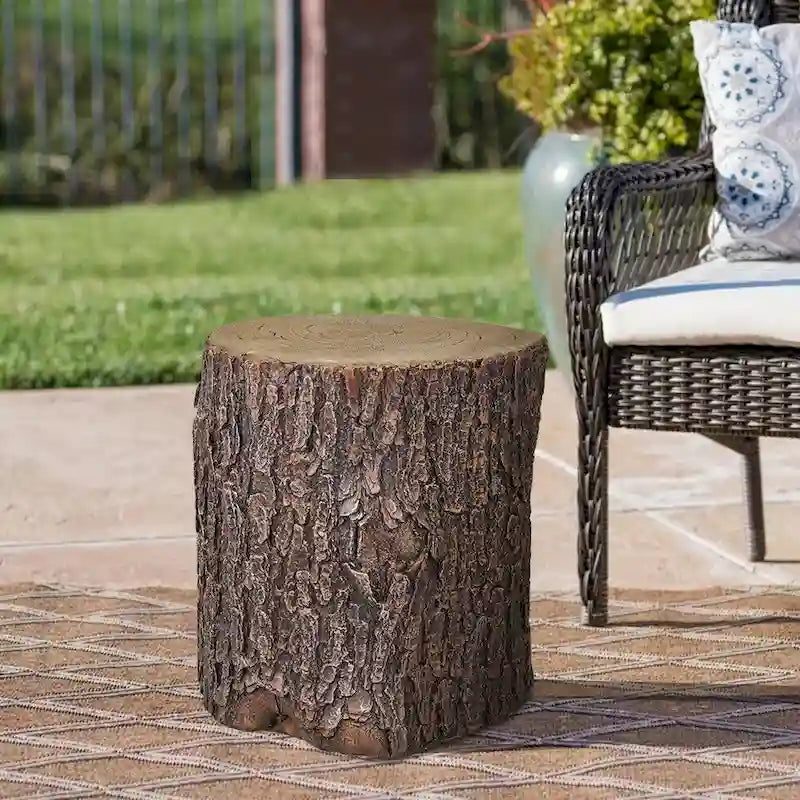 Copertura del ceppo d'albero in finto rovere per il cortile - Sgabelli da giardino a forma di tavolo rotondo per ceppo d'albero