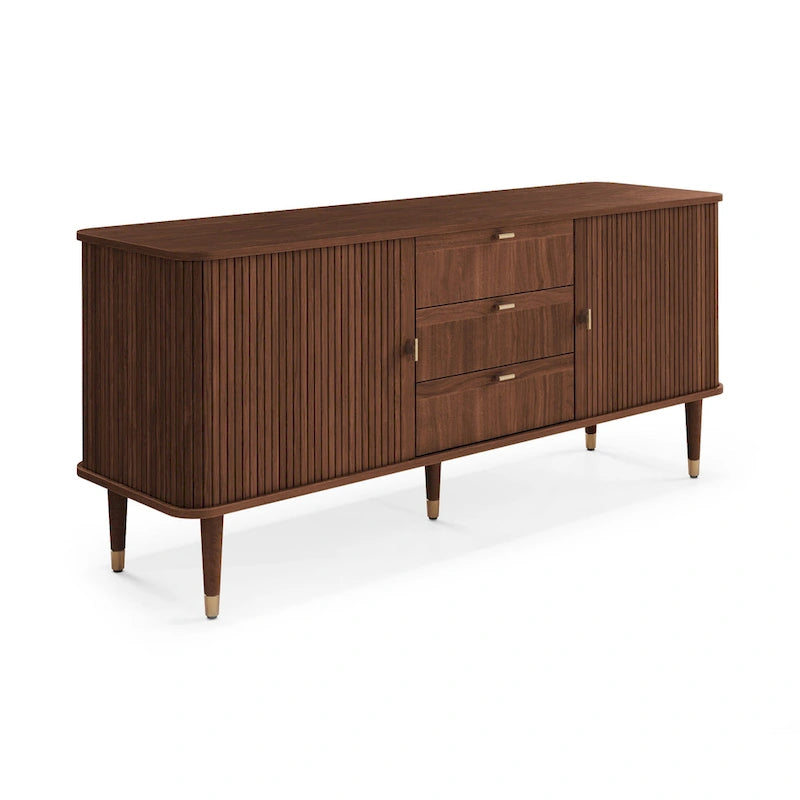 Madia in Legno di Noce con Ante a Tamburo - Mid Century Modern