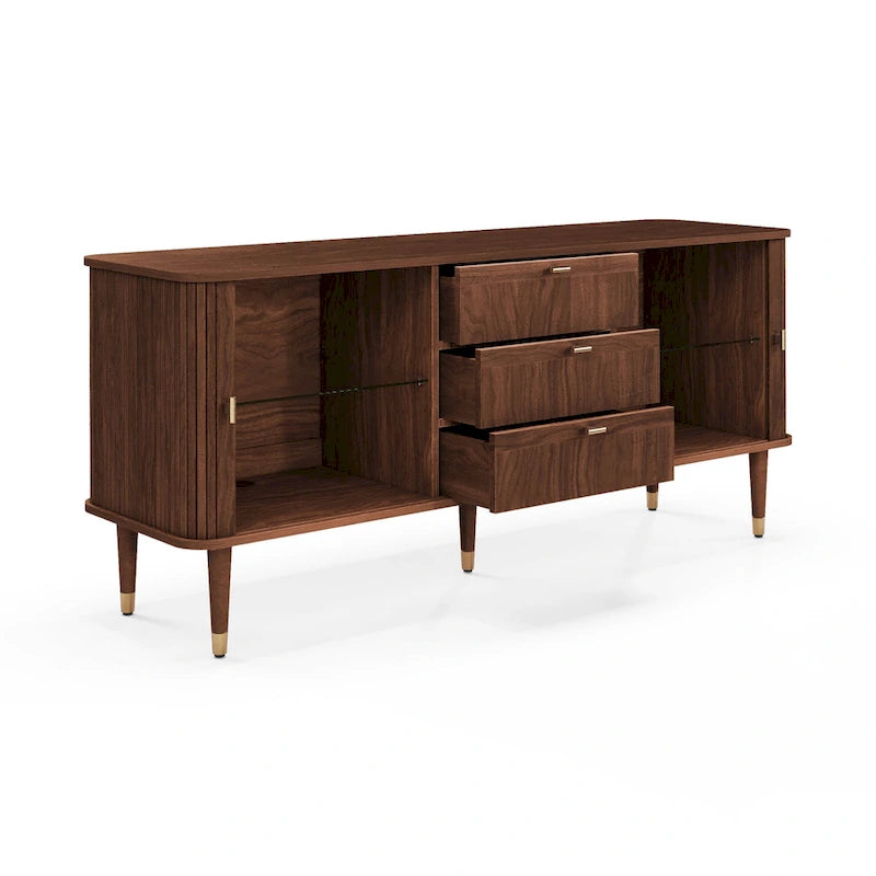 Madia in Legno di Noce con Ante a Tamburo - Mid Century Modern