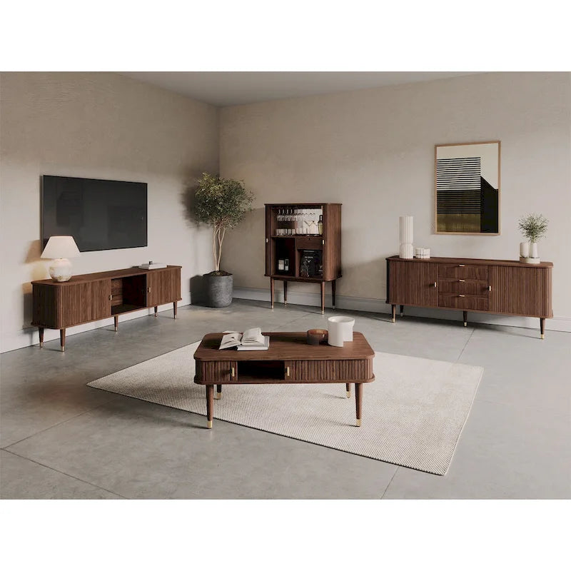 Madia in Legno di Noce con Ante a Tamburo - Mid Century Modern