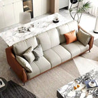 3-Seater Sofa with Black Legs, Modern Faux Leather - three seat